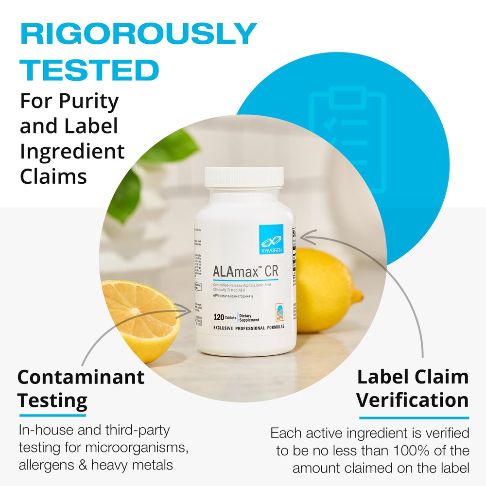 Allergen-free badge on XYMOGEN Berberine HCL 1000mg packaging