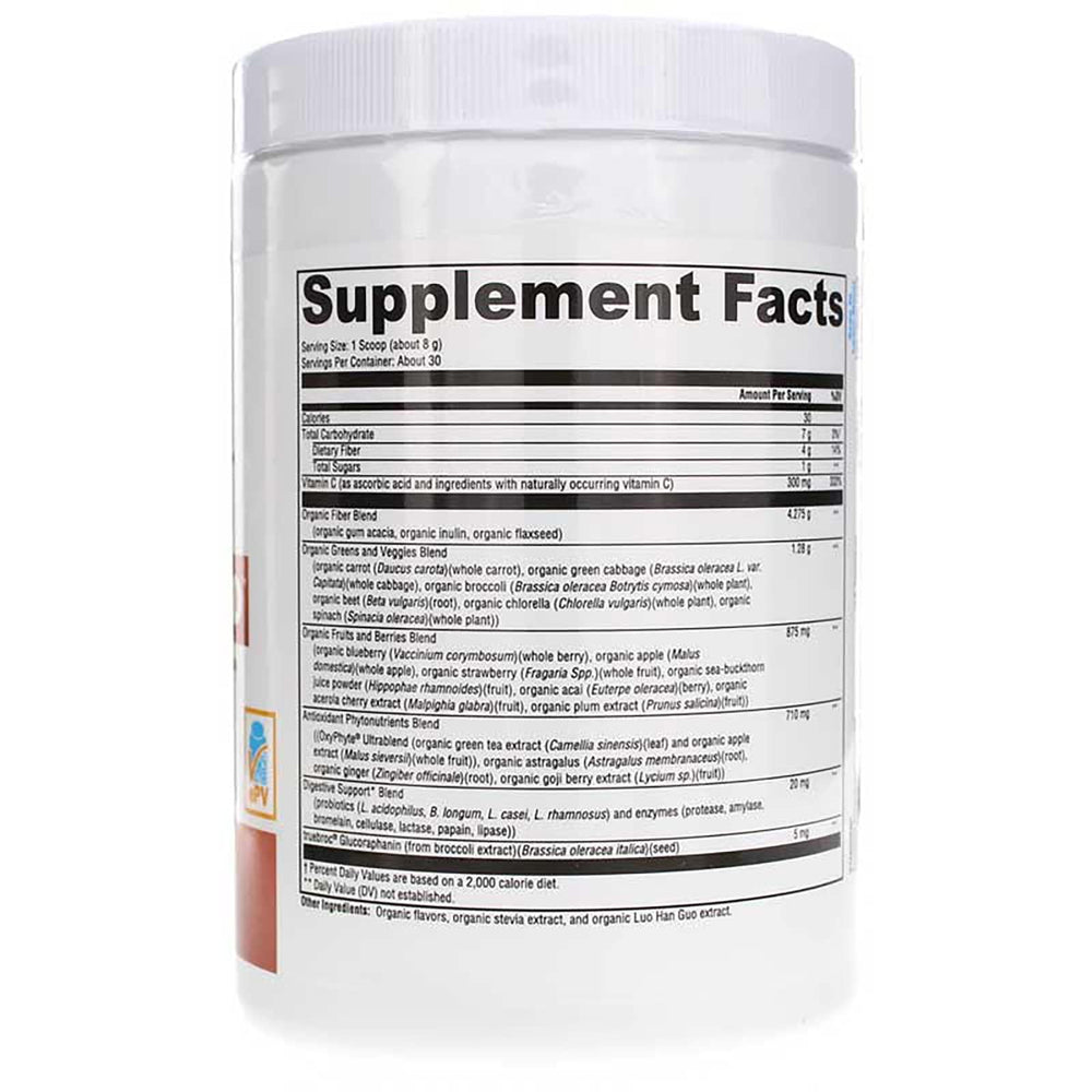 Close-up of greens and reds superfood powder