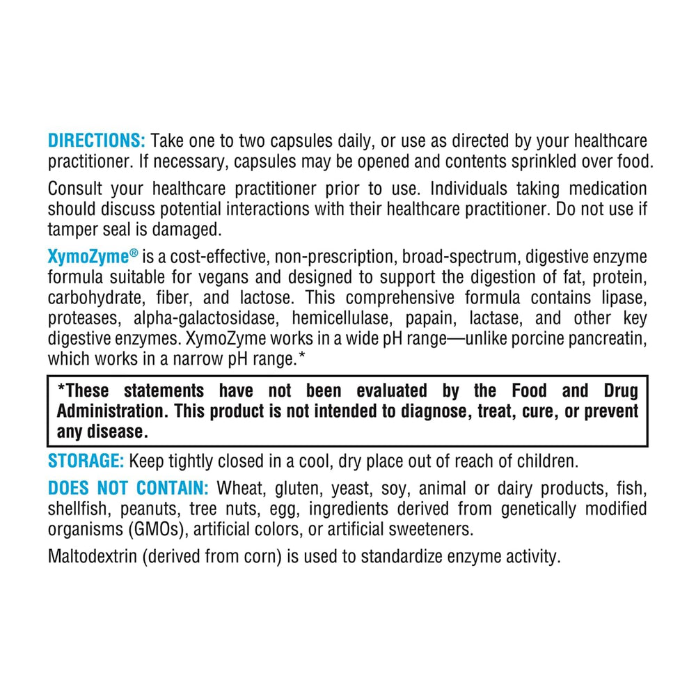 Packaging front view of XYMOGEN XymoZyme digestive enzymes