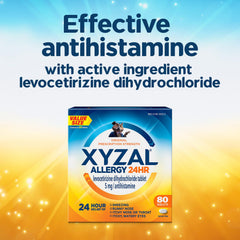 Xyzal runny-nose depiction highlights nasal comfort throughout the day.