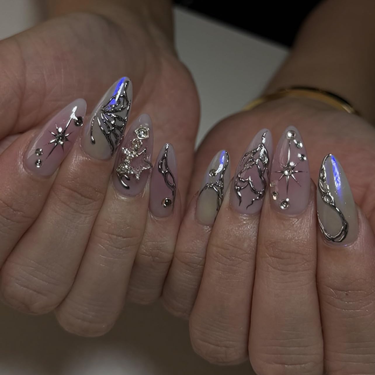 XZMeiLun butterfly-star nails kit with 3D details for instant chic day-to-day wear