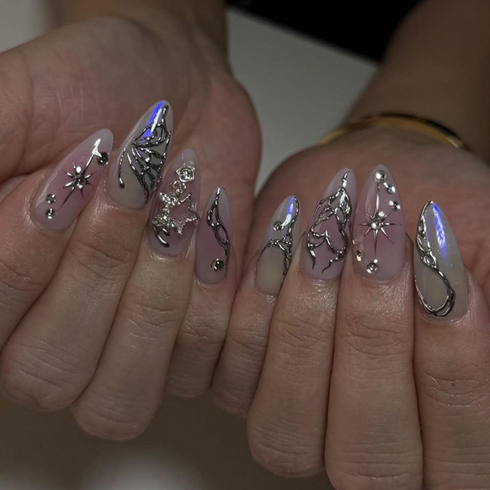 XZMeiLun butterfly-star nails kit with 3D details for instant chic day-to-day wear