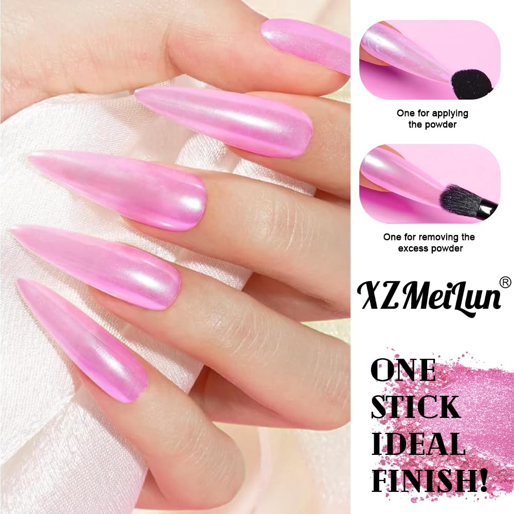 XZMeiLun Pearlescent glitter powder enhances gel designs with radiant depth.