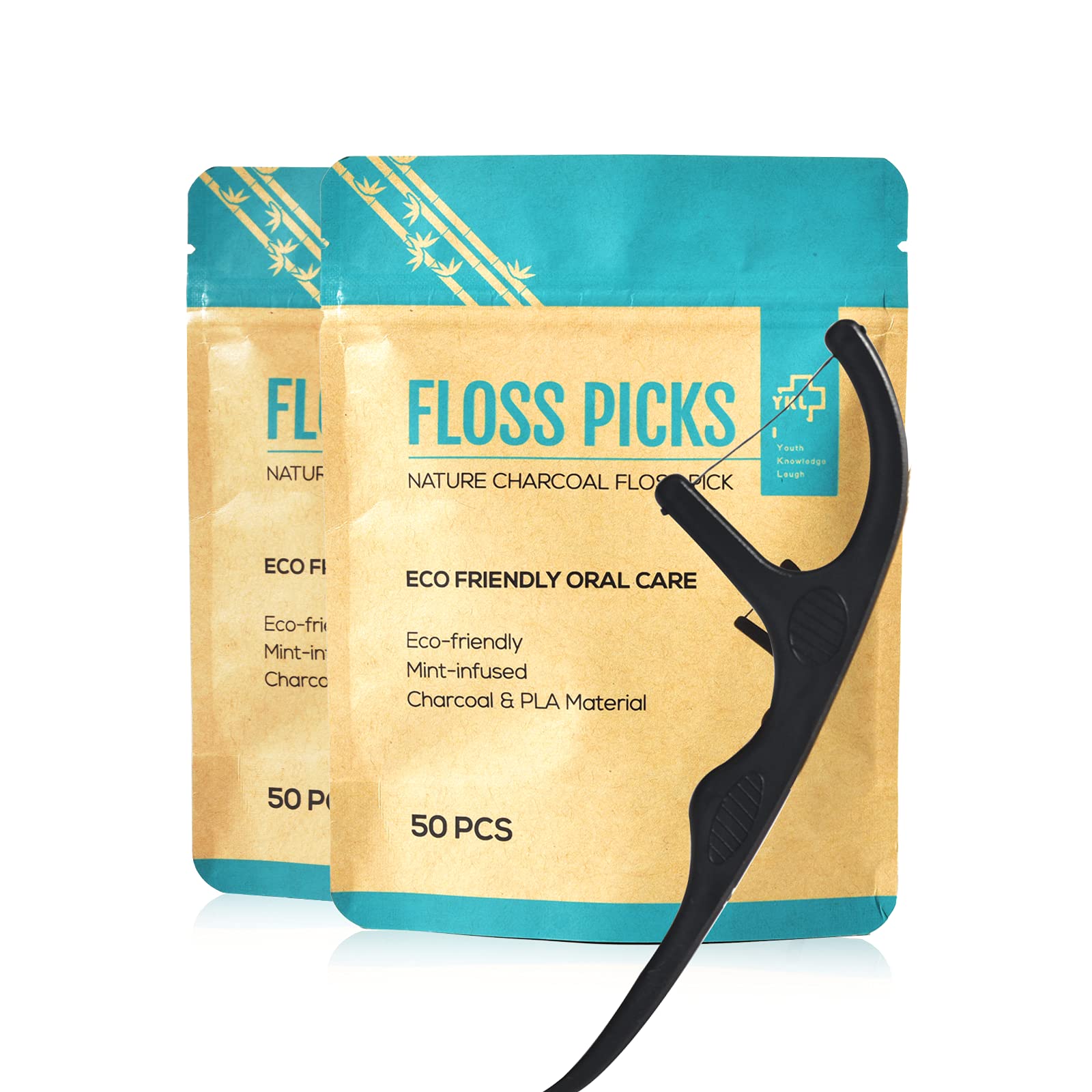 Y-Kelin vegan eco-friendly dental floss picks mint flavor packaging