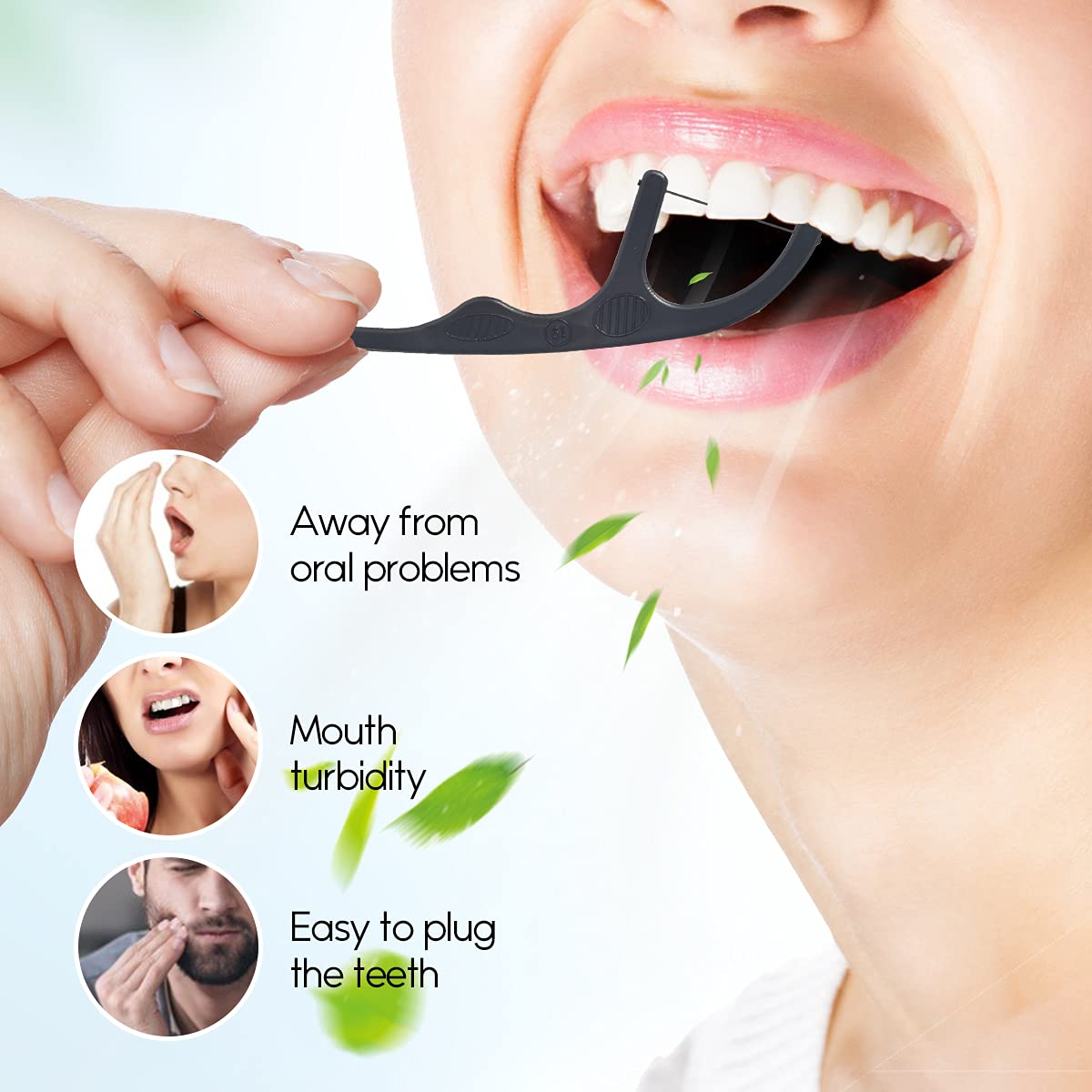 Eco-friendly corn starch dental floss picks in packaging