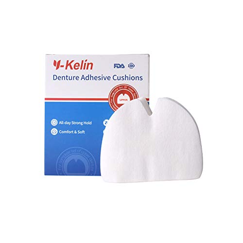Close-up of Y-Kelin cushion pad applied to an upper denture