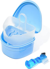 Y-Kelin Denture Retainer Cleaner Kit with blue dual-head brush