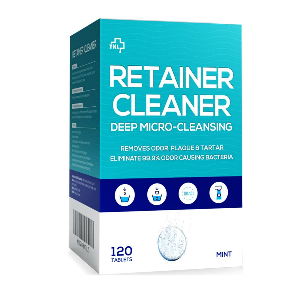 Y-Kelin retainer and denture cleaner packaging with mint tablets