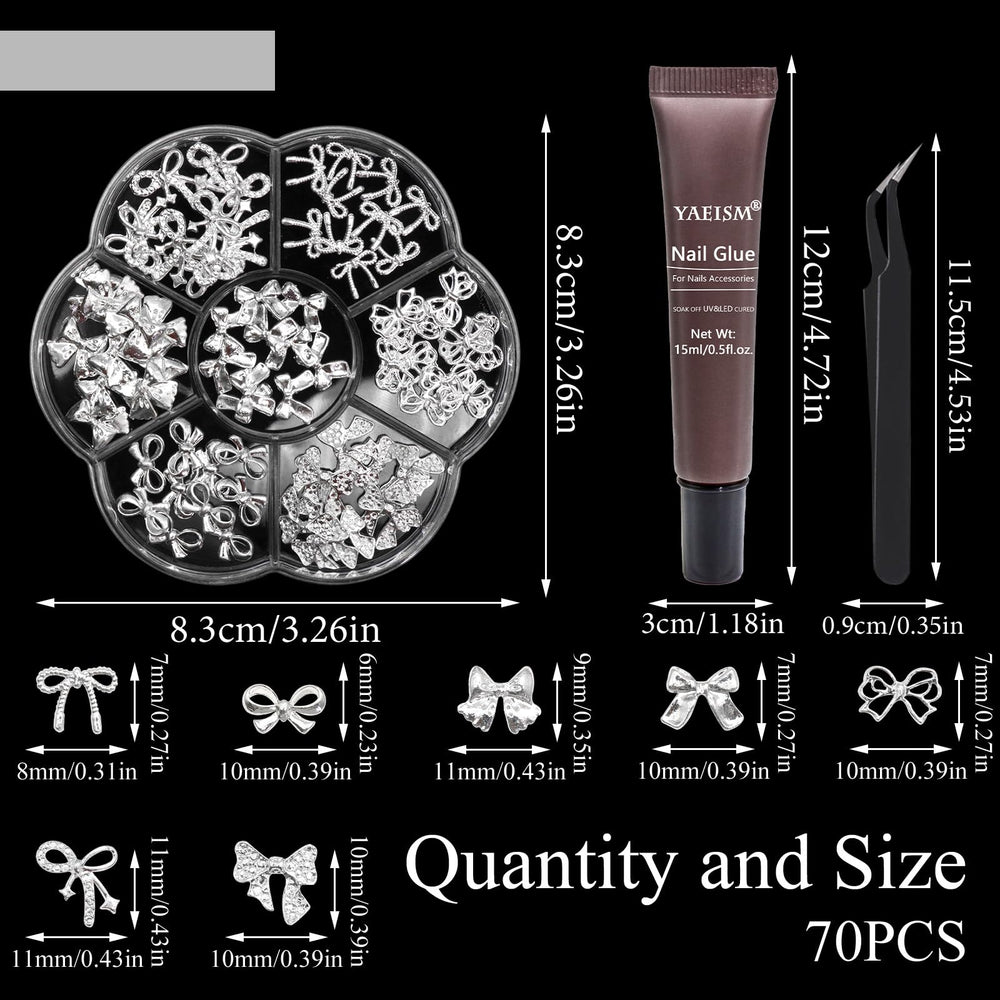 YAEISM nail art tweezers included for precise placement.