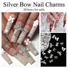 YAEISM silver bow charm closeup shows shiny metal finish.
