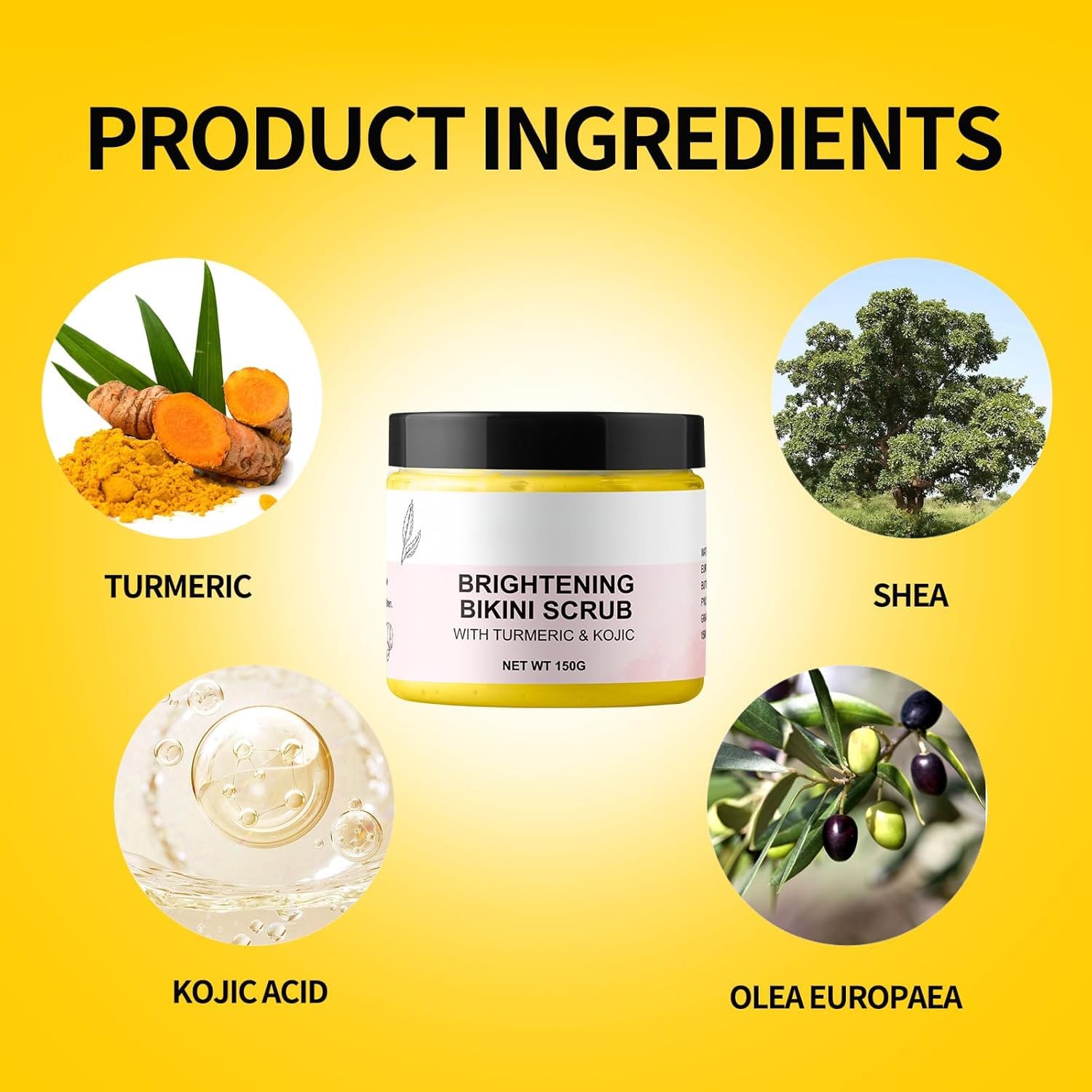 YAFUSIPE natural turmeric kojic close-up highlights key ingredients