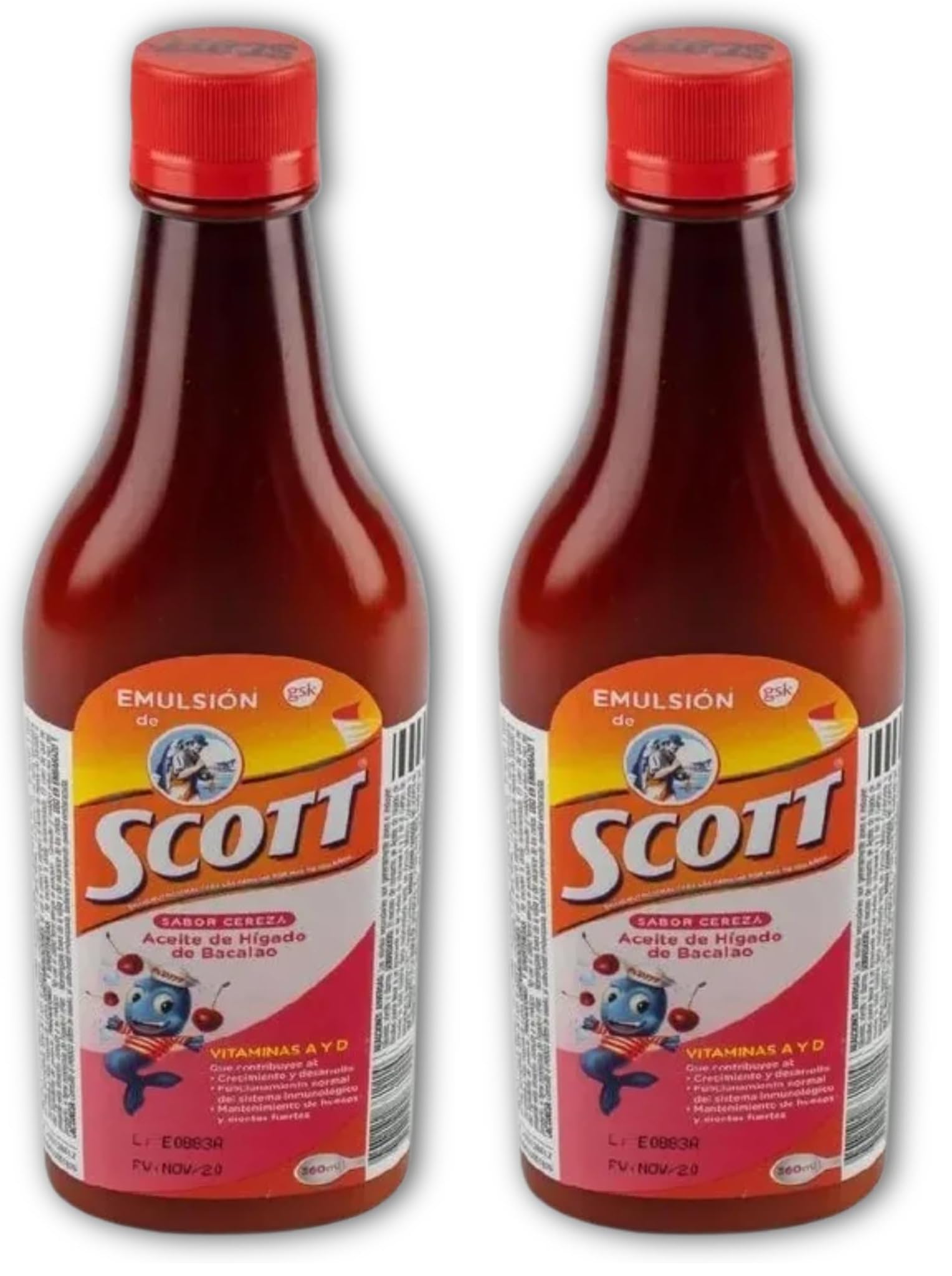 YAHVE Cherry flavor cod liver oil emulsion bottles pack of 2