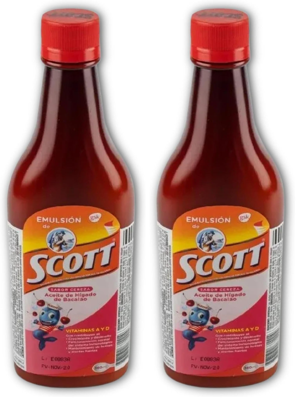 YAHVE Cherry flavor cod liver oil emulsion bottles pack of 2