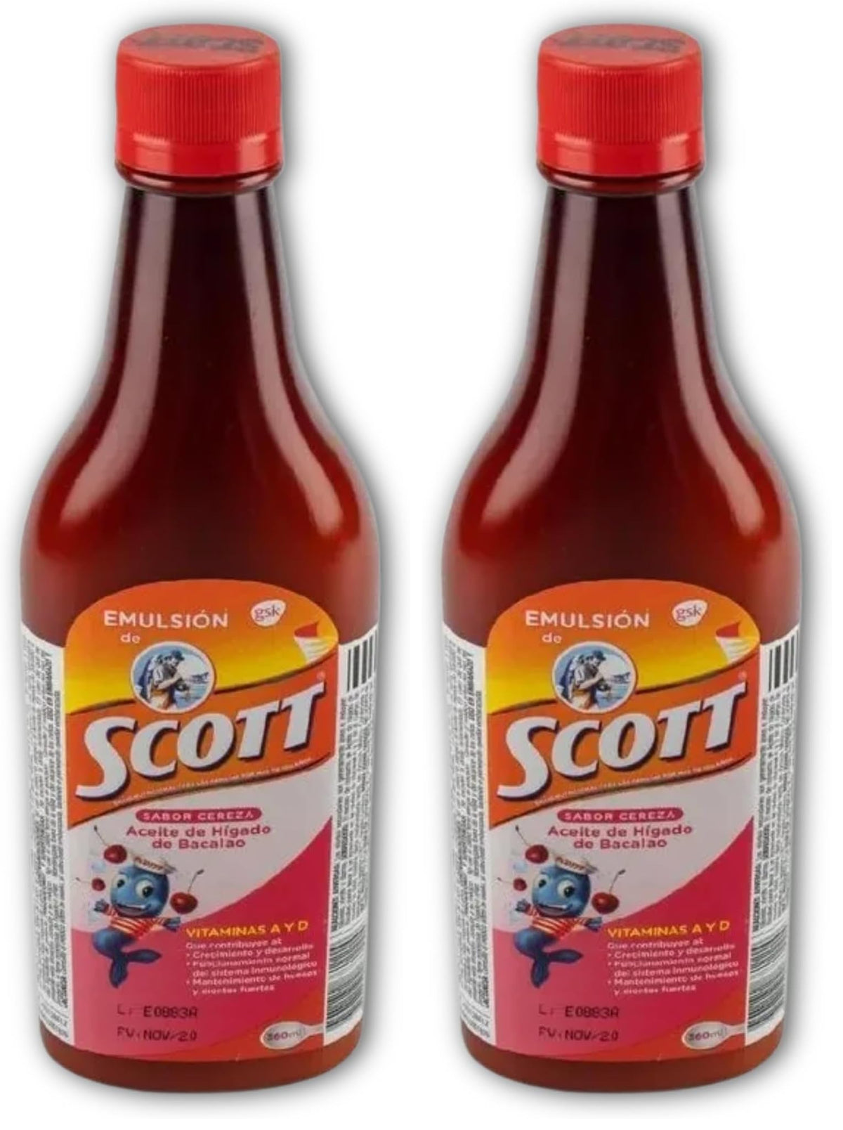 YAHVE Cherry flavor cod liver oil emulsion bottles pack of 2