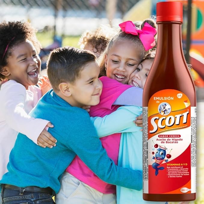 Close-up of YAHVE cod liver oil emulsion bottle with cherry flavor labeling