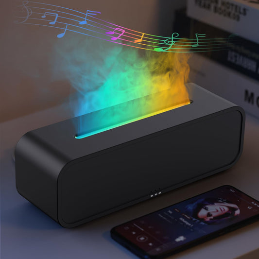 YALEDI 250ml flame-style essential oil diffuser in black with seven-color ambient lighting