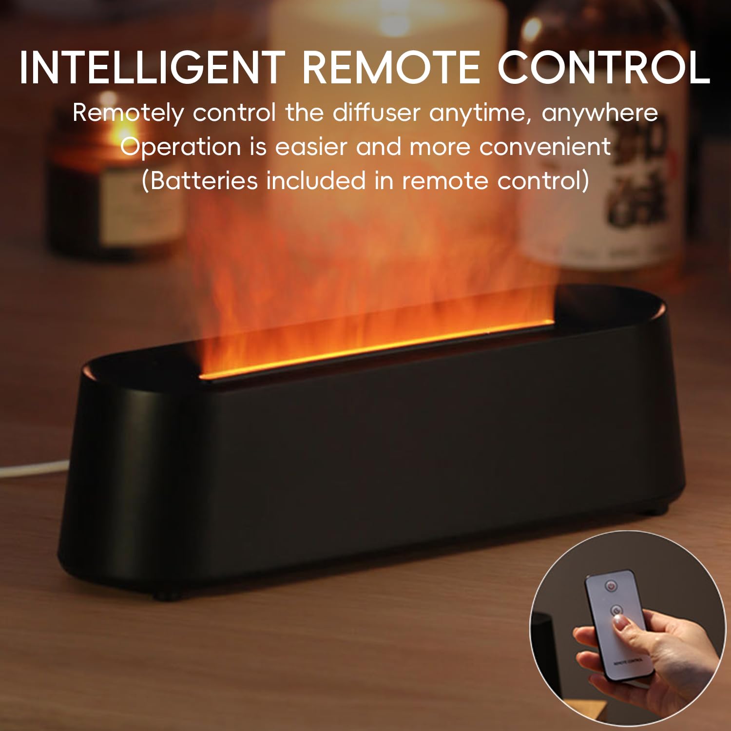 YALEDI black diffuser in a bedroom setup with ambient lighting