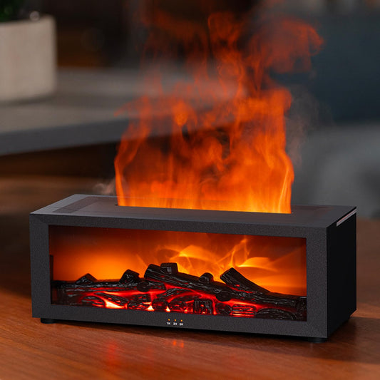 YALEDI Essential Oil Diffuser with fireplace design in black