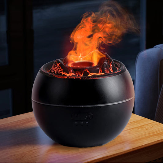 YALEDI Volcano Flame Diffuser Black - front view