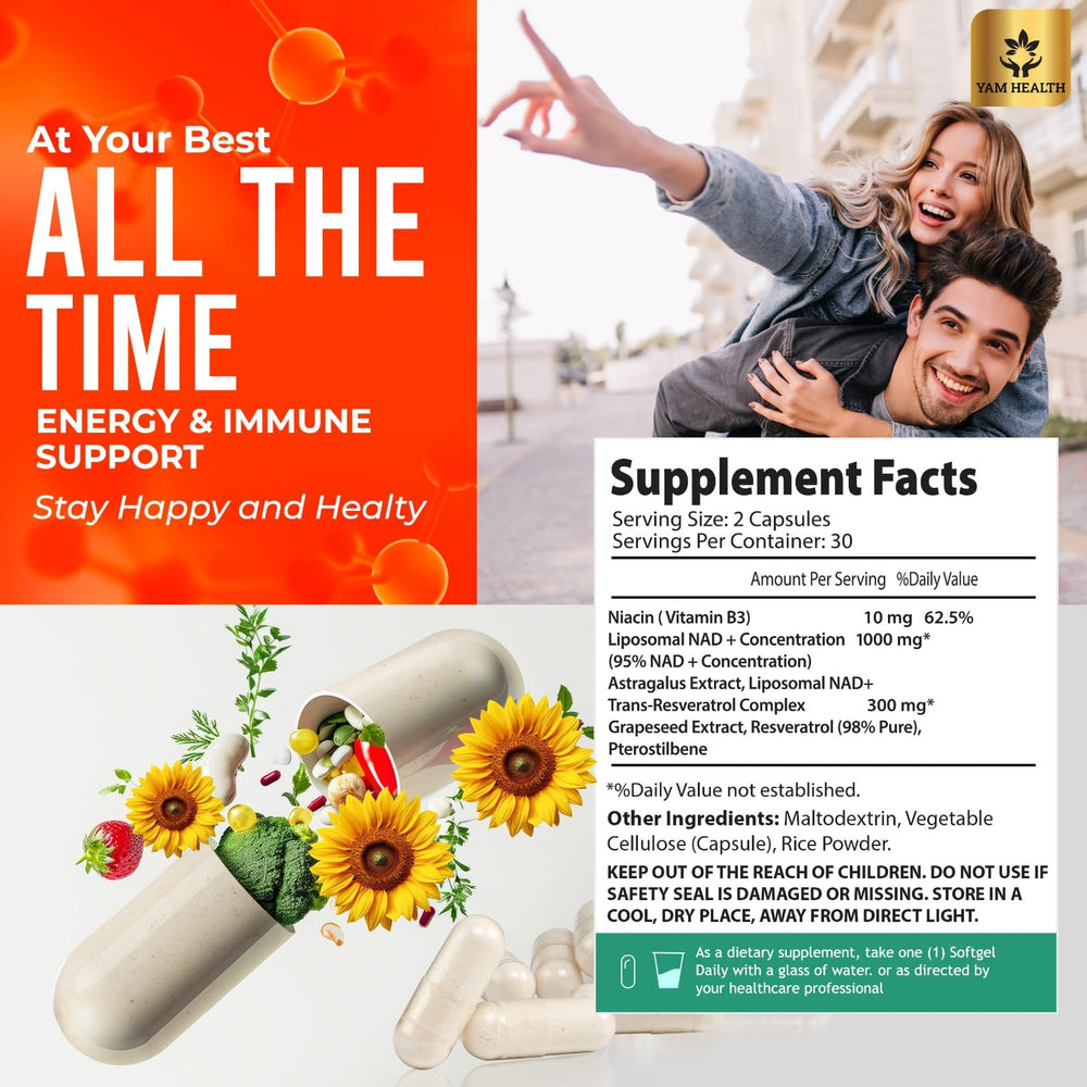 Halal, vegan, non-GMO NAD+ supplement manufacturing label