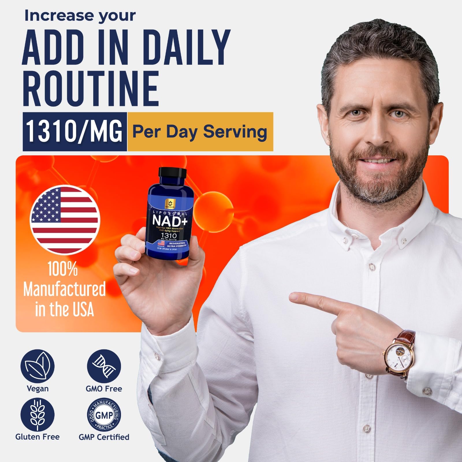 60-count bottle packaging of NAD+ supplement
