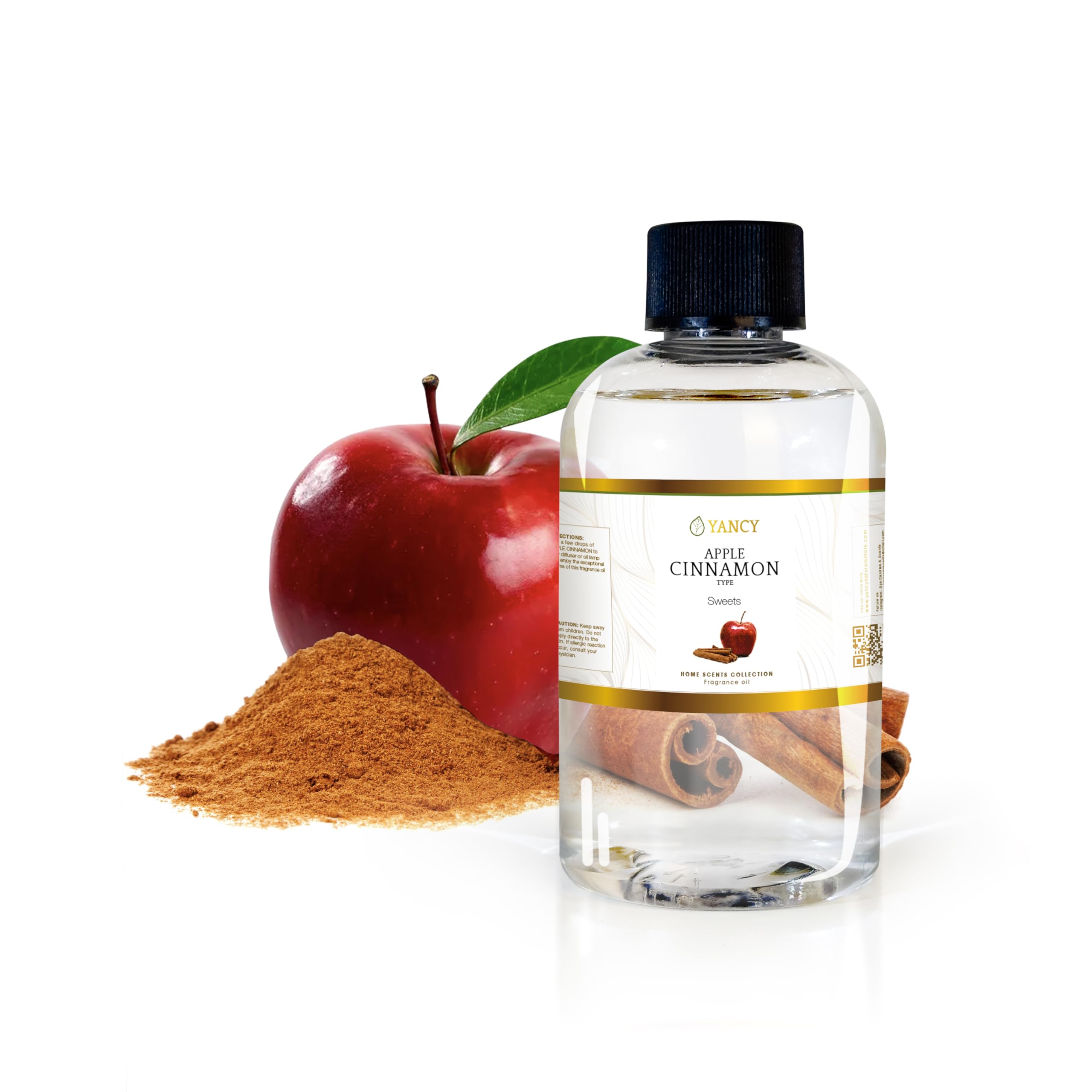 YANCY Apple Cinnamon fragrance oil bottle for diffusers delivers warm, cozy autumn ambiance.