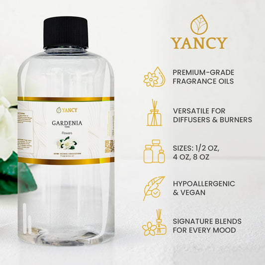 Gardenia floral fragrance oil for diffusers, oil burners and aroma lamps – YANCY Gardenia 1/2 oz