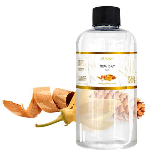 8 oz bottle of YANCY New Day Luxury Fragrance Oil with citrus and floral notes