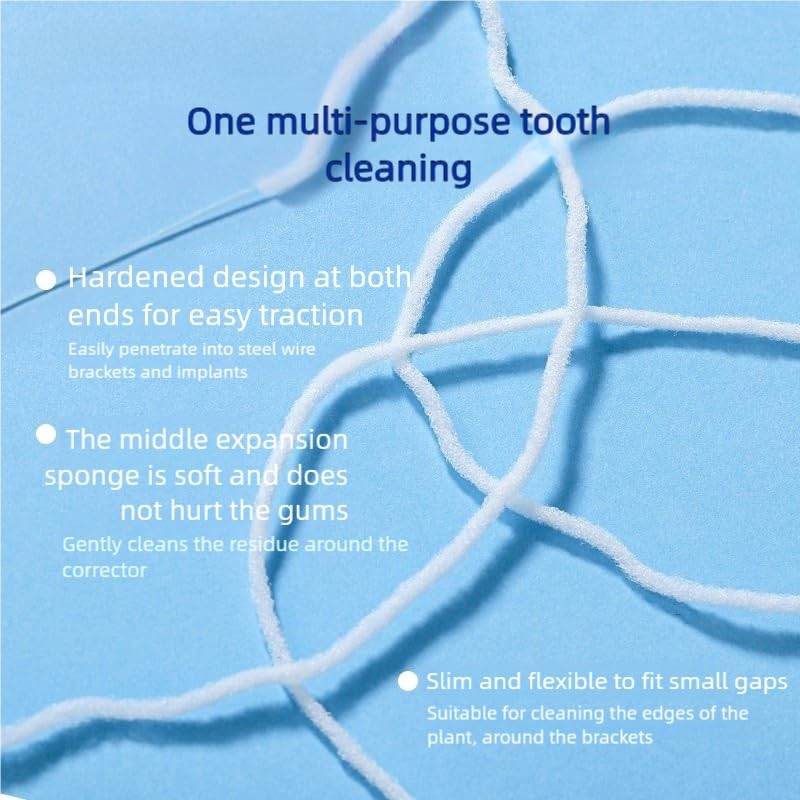 Floss designed for implants and bridges in orthodontic care