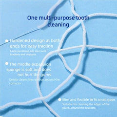 Floss designed for implants and bridges in orthodontic care