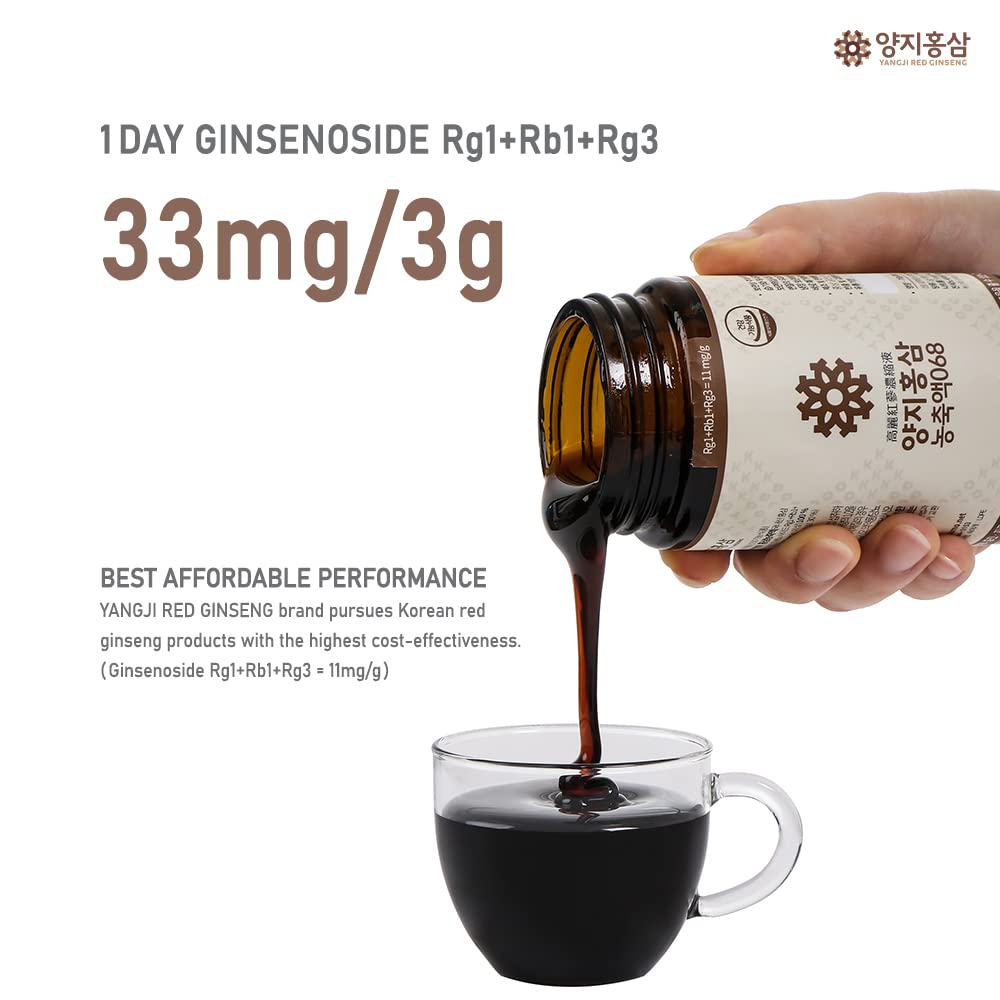 Close-up of YANGJI Ginseng concentrate label showing ginsenosides and ingredients
