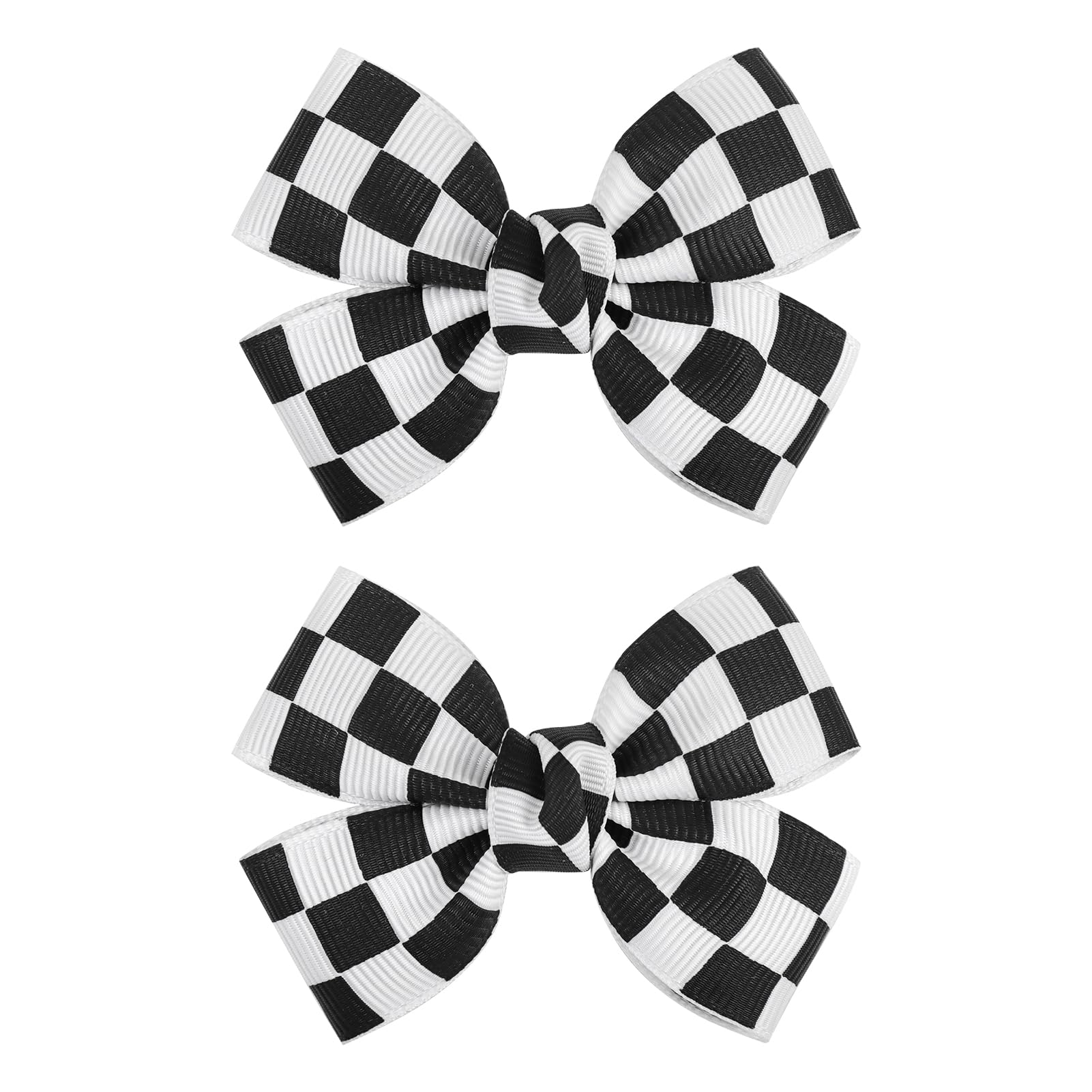 YanJie checkered hair bow clip in black and white for girls, ideal daily wear.