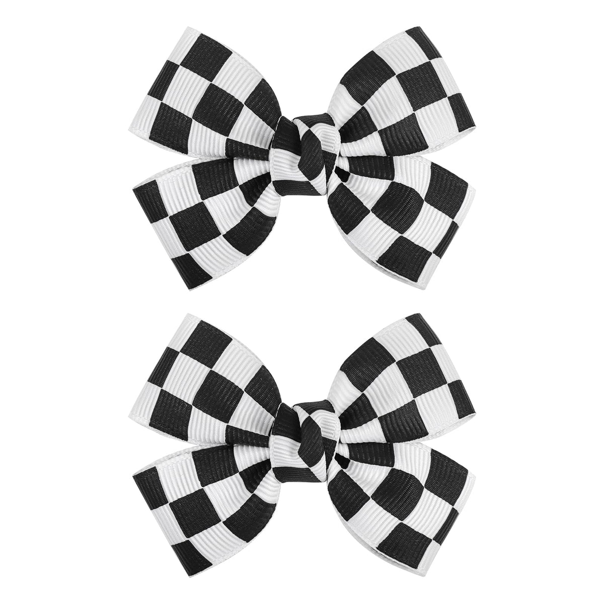 YanJie checkered hair bow clip in black and white for girls, ideal daily wear.