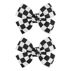 YanJie checkered hair bow clip in black and white for girls, ideal daily wear.