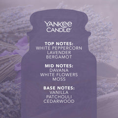 Removable label on Yankee Candle Lavendar & Oak large jar for a personalized gift look