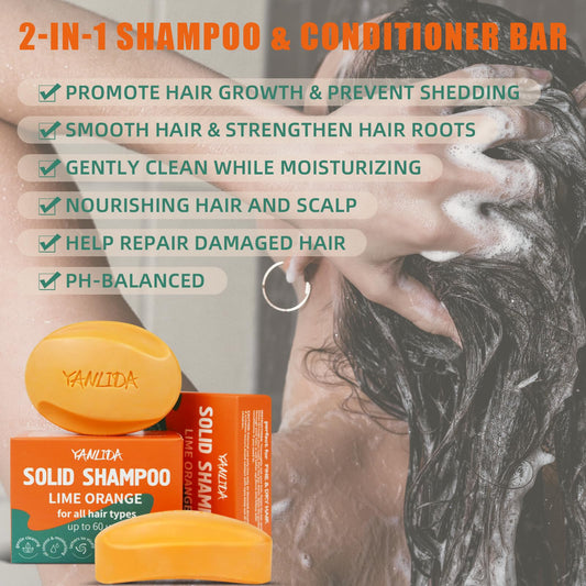 YANLIDA 2-in-1 citrus shampoo-conditioner bar delivers gentle cleansing