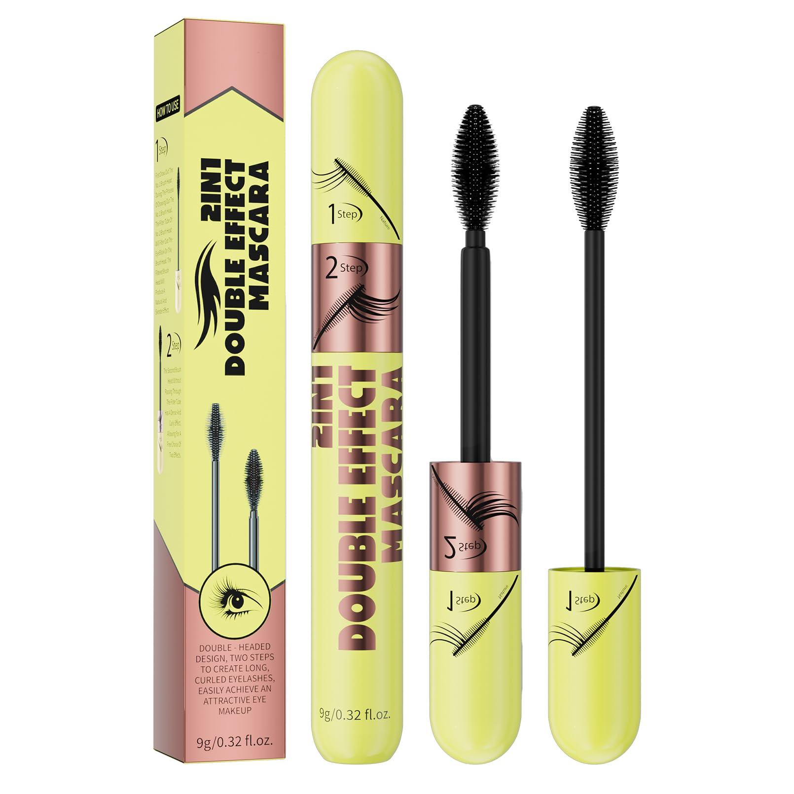 Yanqina Black Tubing Mascara packaging emphasizes waterproof wear for all-day hold.