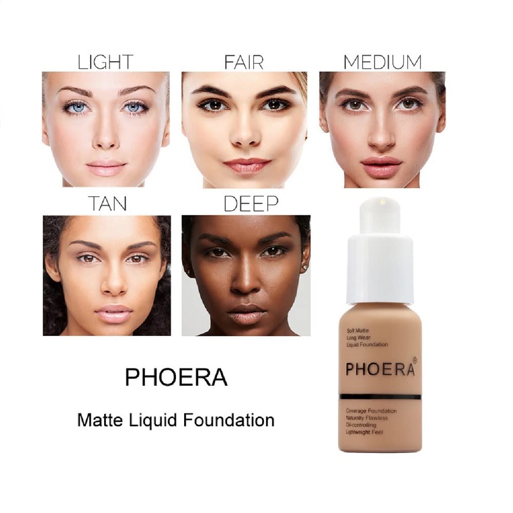 Yaper PHOERA Foundation 103 Warm Peach swatch shows full-coverage application on skin.