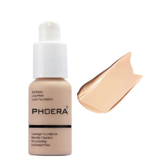 Yaper Phoera Foundation Nude bottle pour showing smooth oil-control coverage