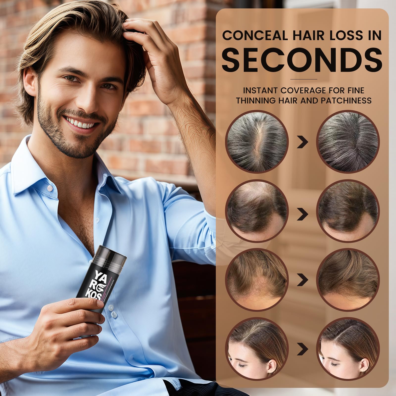 Yargkos Hair Fibers color guide with 13 shade options for matching.