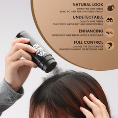 Yargkos Hair Fibers closeup shows fine powder and natural finish.