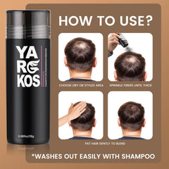 Yargkos Hair Fibers root touch-up between dyes for quick refresh.
