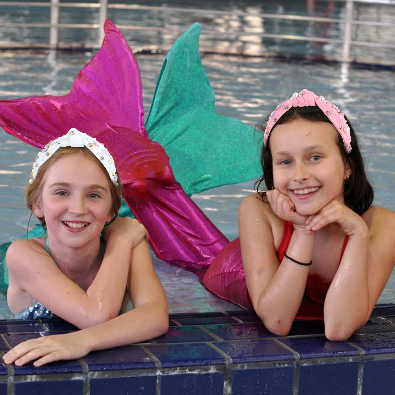 Rhinestone embellishments on the headband sparkle during celebrations.