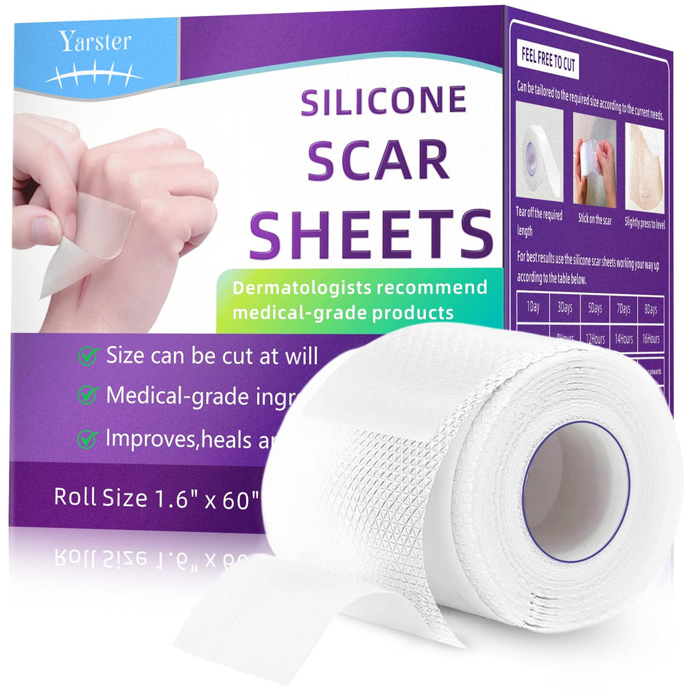 Yarster silicone scar sheets roll closeup with easy application and hydration benefits.