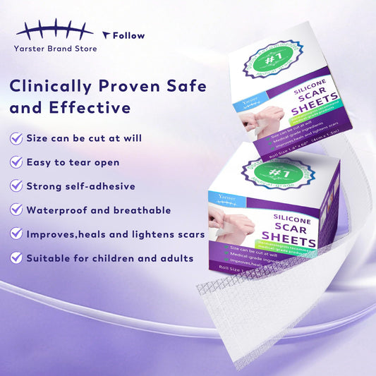 Yarster silicone scar tape on skin demonstrates easy, all-day wear for sensitive areas