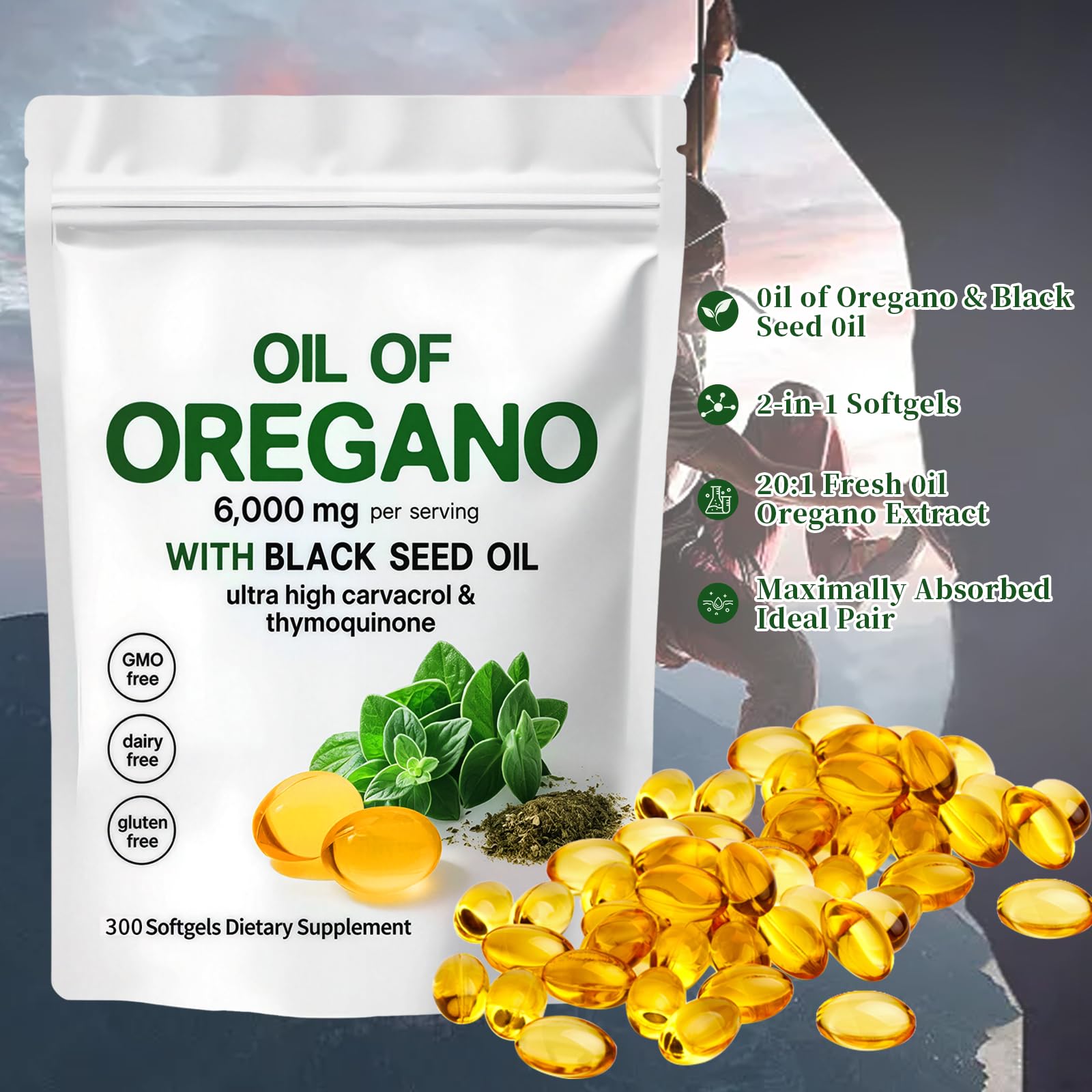 Odorless, airtight oregano oil softgel capsules