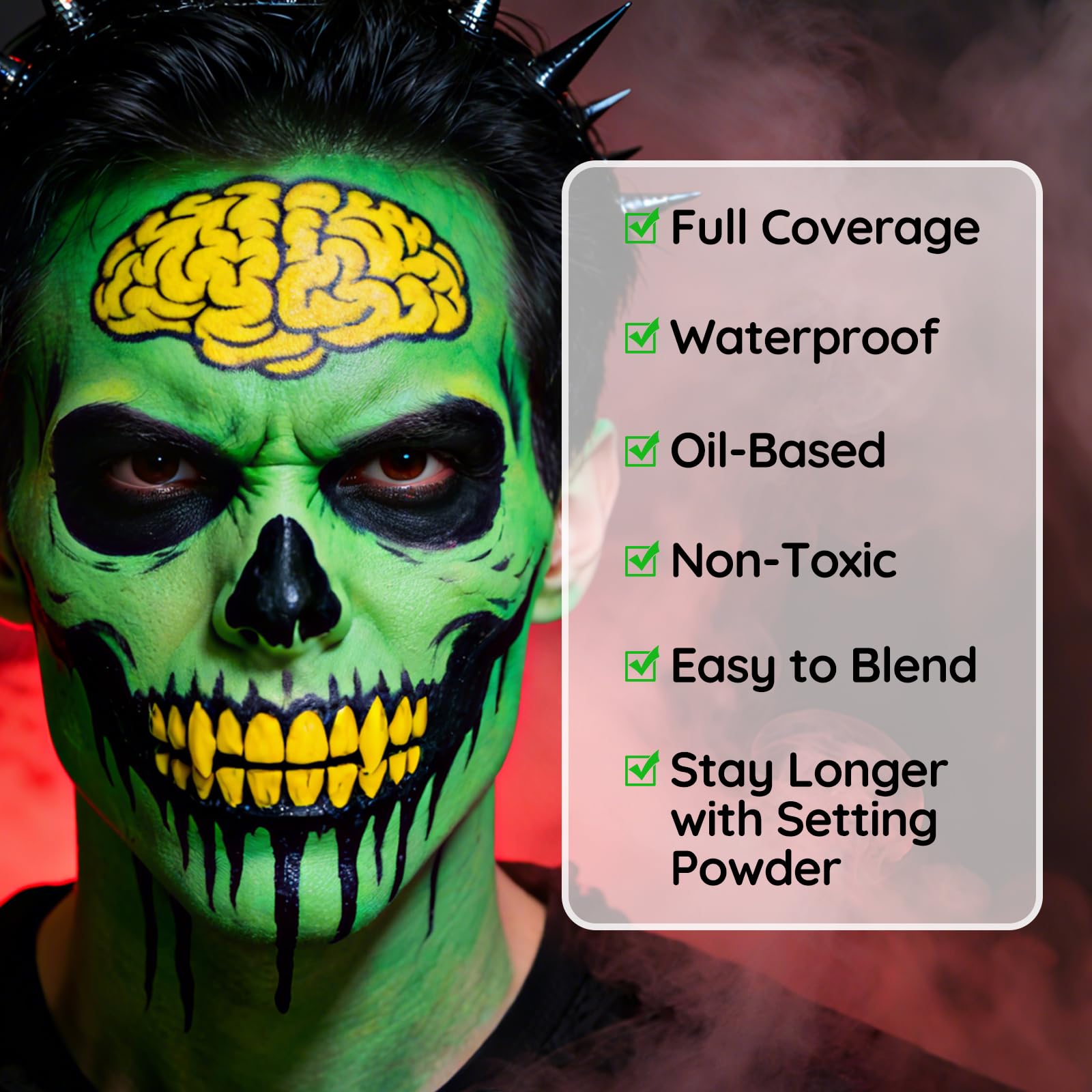 YBUETE face paint kit sponges and lip gloss enable smooth blending and finishing