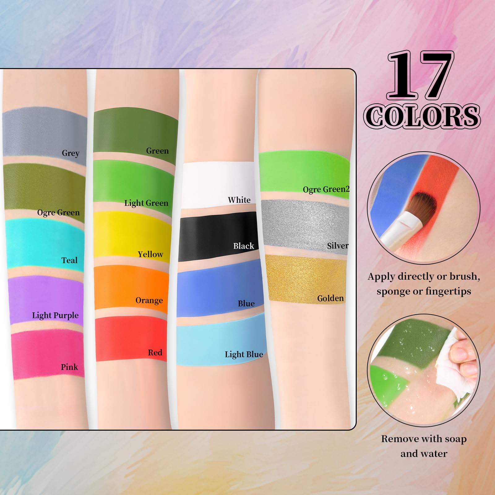 YBUETE multi-color SFX makeup sticks enable flexible looks from witches to zombies.