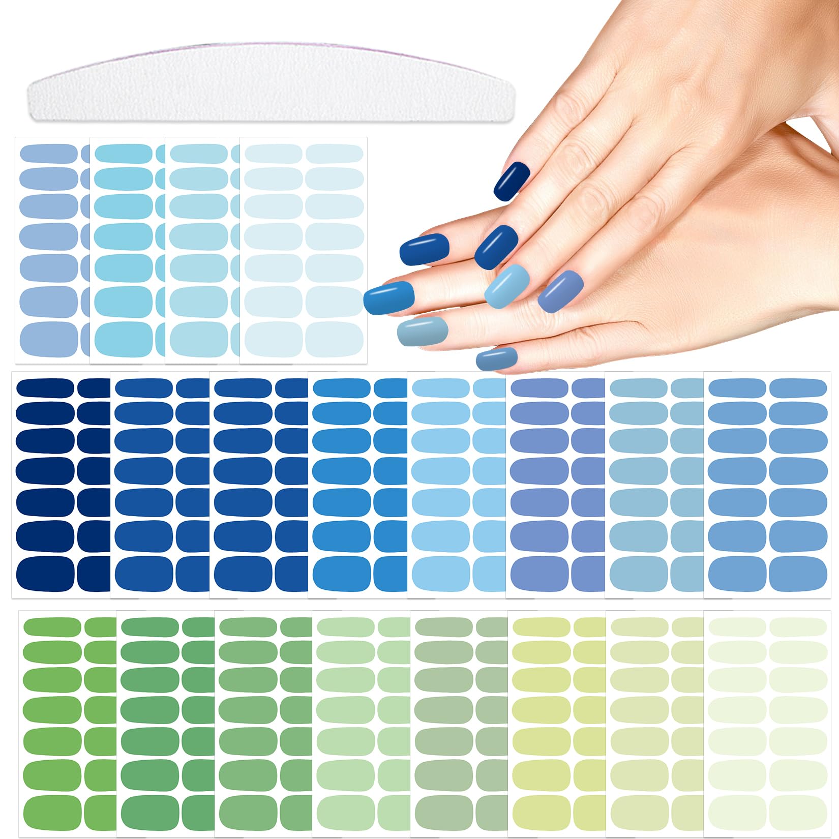 YECIRALA blue and green nail wraps for a quick at-home manicure