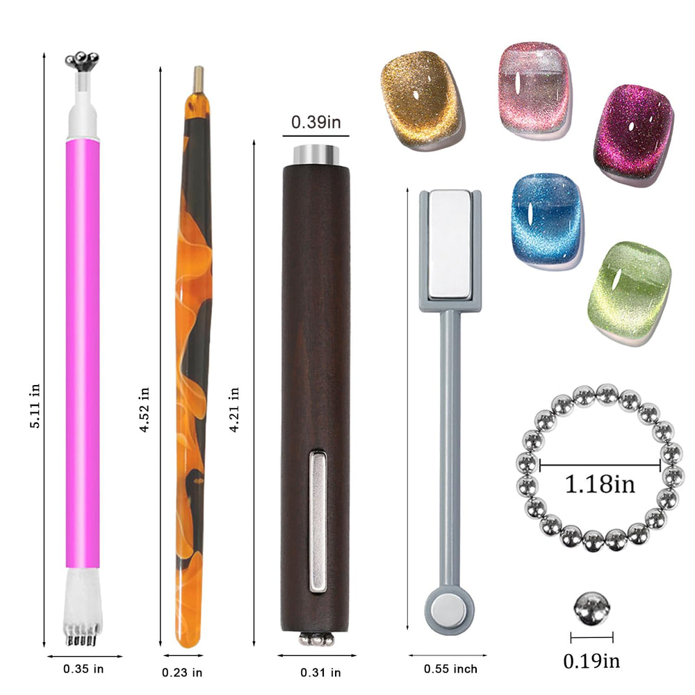YECIRALA brown 3-in-1 magnet pen creates varied cat-eye effects on nails